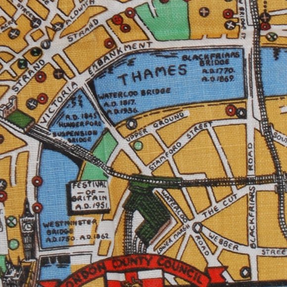 Collectable Irish Linen Towel Historical Map of London 19" 1/2" by 30" - Picture 7 of 15